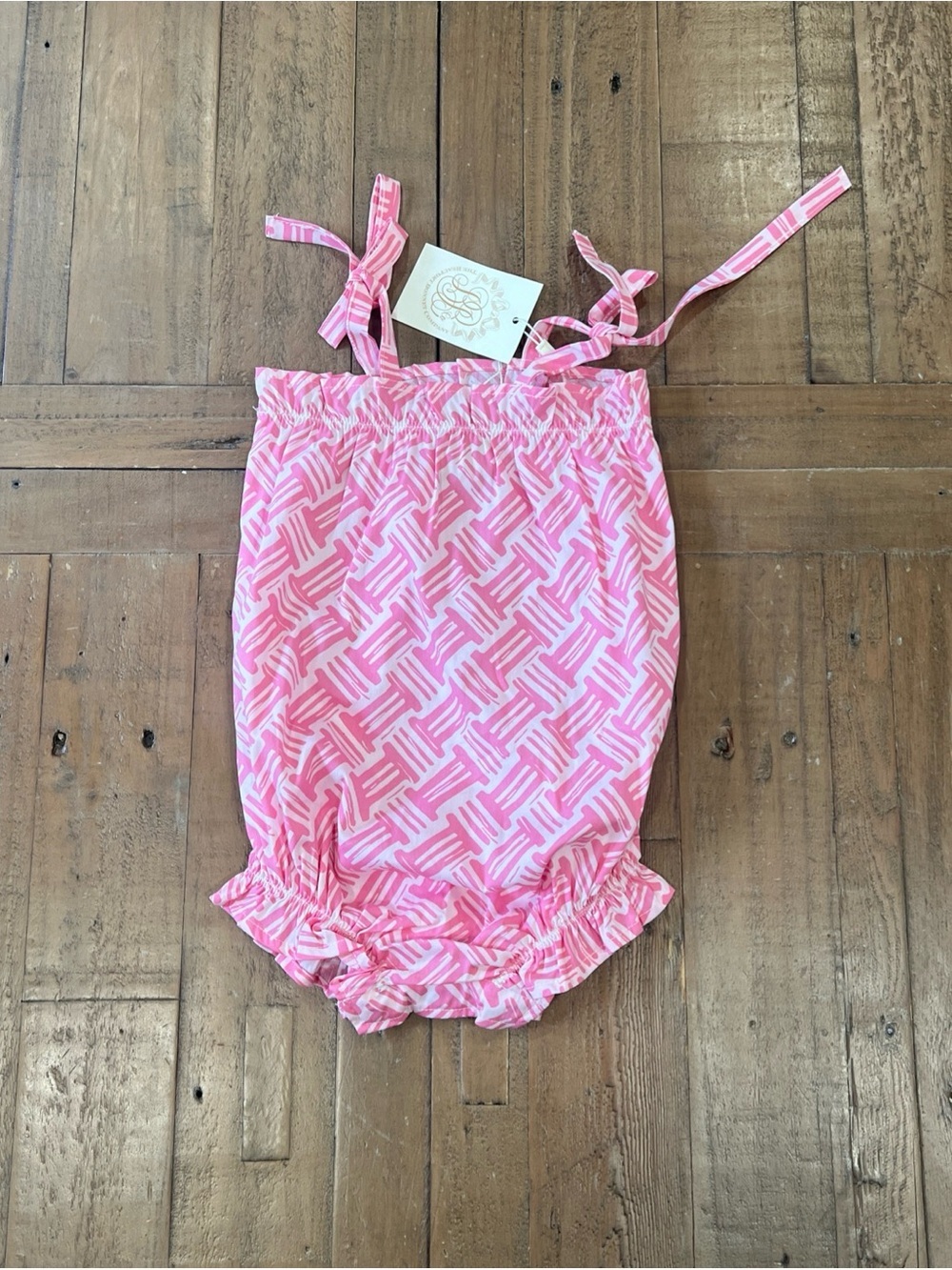 The Beaufort Bonnet Company Rosey Bubble Romper Bal Harbour Basketweave 18-24